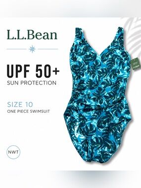 L.L.Bean NWT One Piece Swimsuit UPF 50+ Size 10